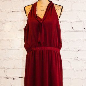 Banana Republic Maroon Sleeveless Knee-Length Dress